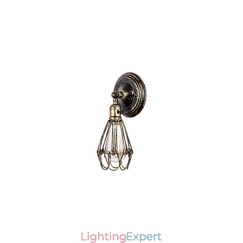 Wall Sconces Vintage Indoor Angle Adjustable Metal Wall Light Retro Wire Cage Wall Lamp