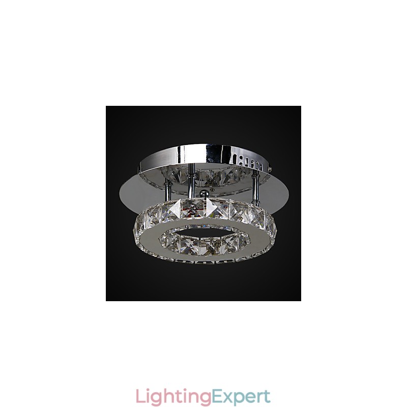 Modern Contemporary Crystal Chrome Metal Flush Mount