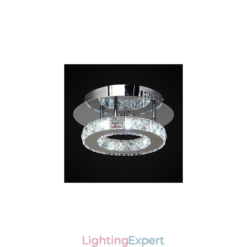 Modern Contemporary Crystal Chrome Metal Flush Mount