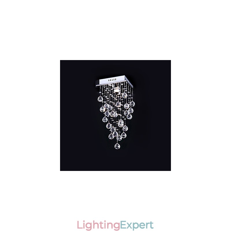 Modern Contemporary Crystal Electroplated Metal Chandelier Flush Mount