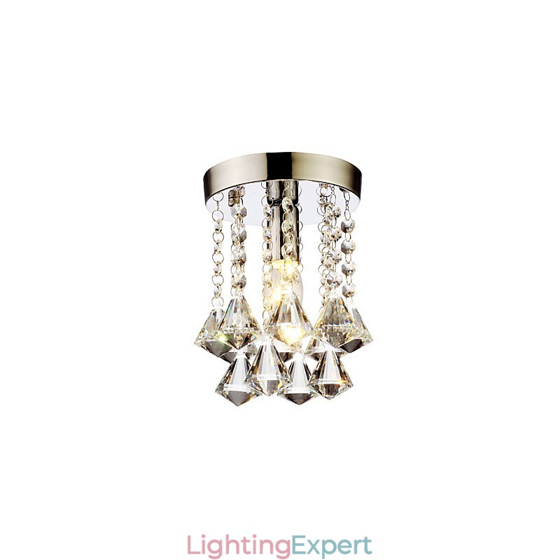 Modern Contemporary Traditional Classic Country Crystal Mini Style Chrome Crystal Flush Mount