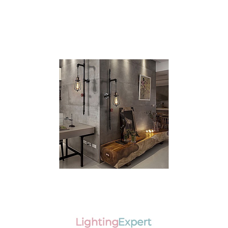 Retro Industrial Pipe Wall Lights Simple Loft Black Birdcage Metal Living Room Dining Room Kitchen Bar Cafe Decoration lighting