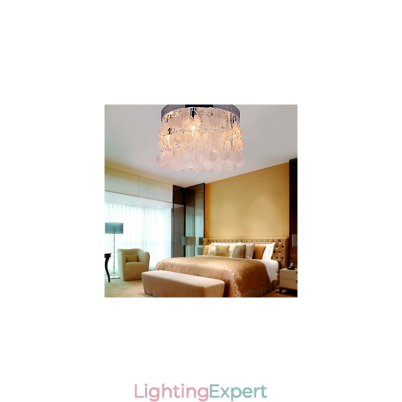 Modern Contemporary Crystal Mini Style Chrome Flush Mount