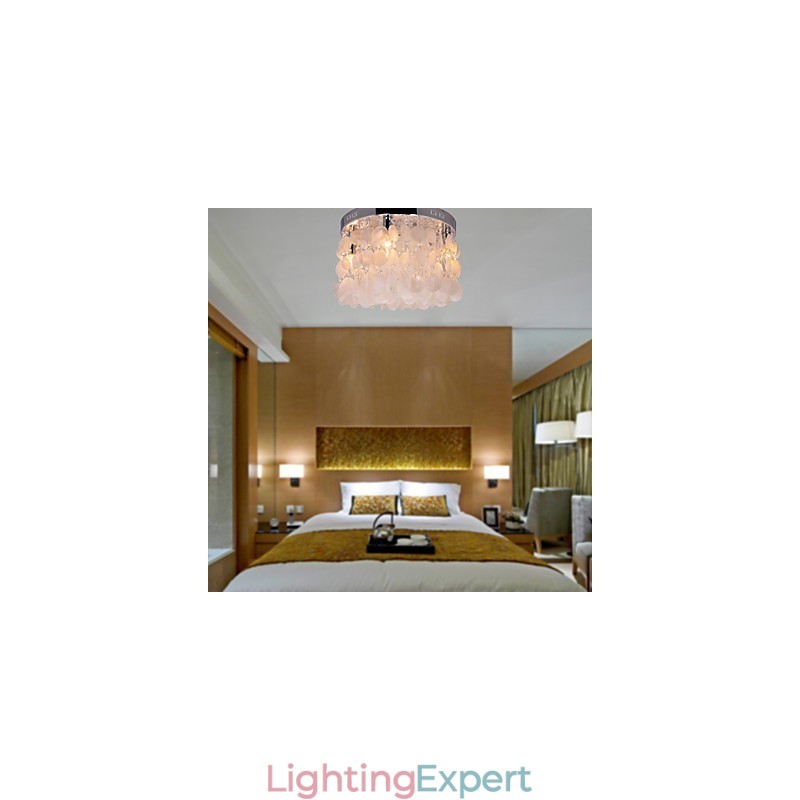 Modern Contemporary Crystal Mini Style Chrome Flush Mount