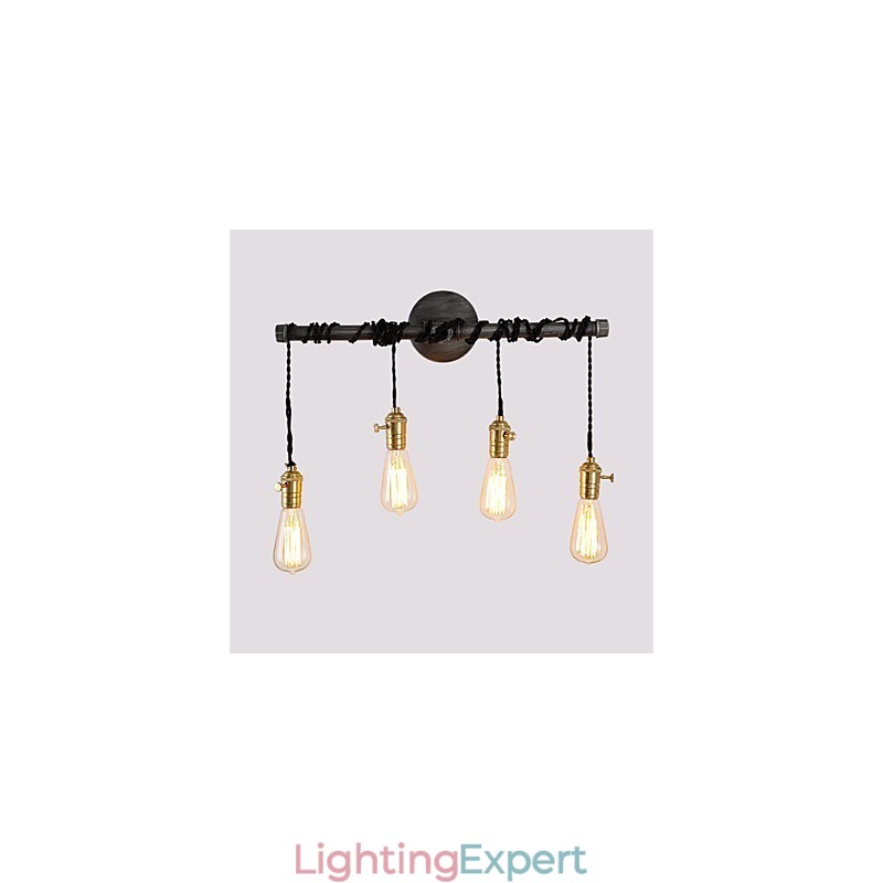 Vintage Industrial Pipe Wall Lights With switch Creative Lights Restaurant Cafe Bar Decoration lighting With 4 Light Painted Finish