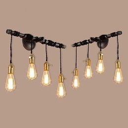 Vintage Industrial Pipe Wall Lights With switch Creative Lights Restaurant Cafe Bar Decoration lighting With 4 Light Painted Finish