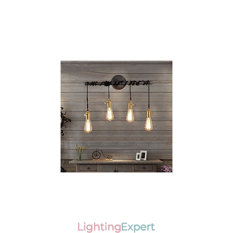 Vintage Industrial Pipe Wall Lights With switch Creative Lights Restaurant Cafe Bar Decoration lighting With 4 Light Painted Finish