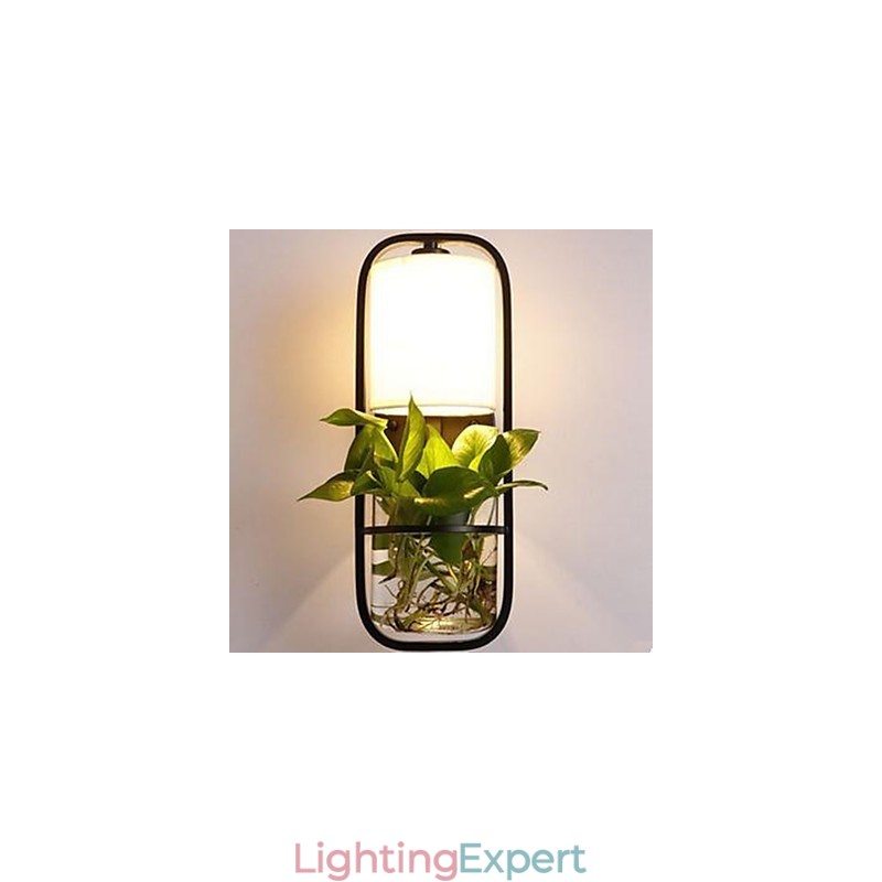 Modern Iron Creative Potted Plant Glass Wall Lamp