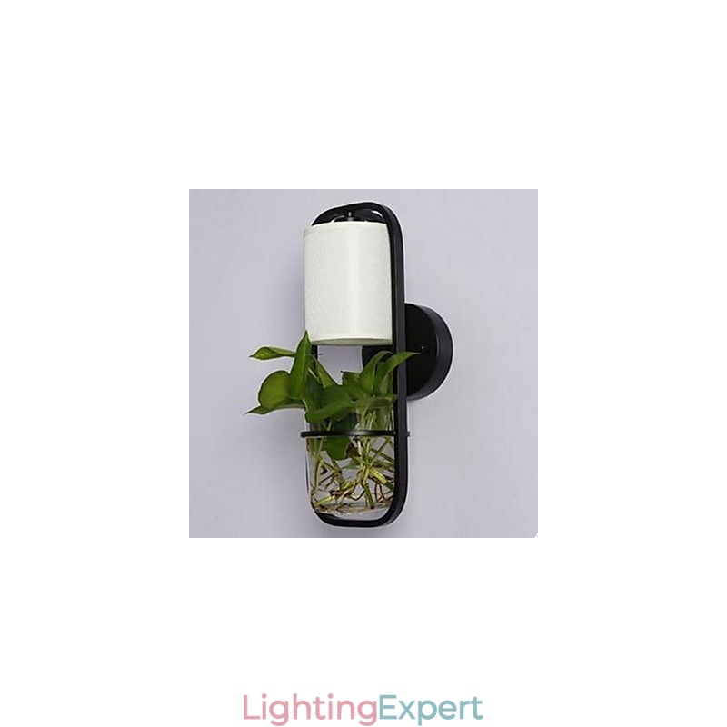 Modern Iron Creative Potted Plant Glass Wall Lamp