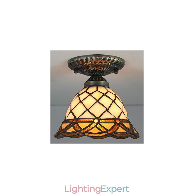 European Rural Creative Arts Stained Glass Absorb Dome Lamp Light