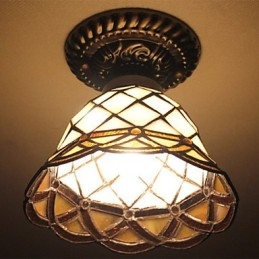 European Rural Creative Arts Stained Glass Absorb Dome Lamp Light