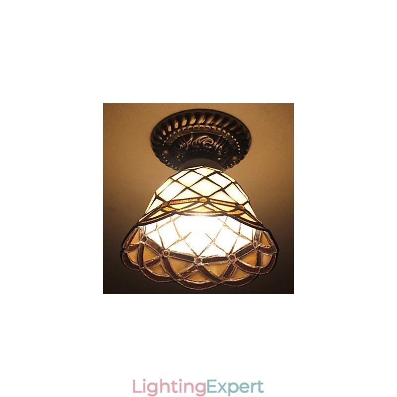 European Rural Creative Arts Stained Glass Absorb Dome Lamp Light