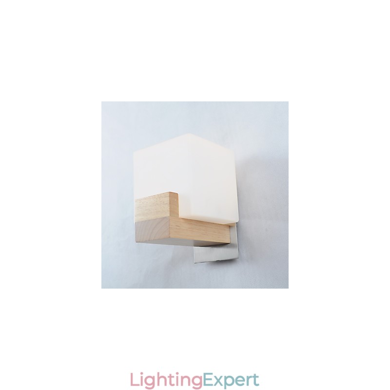 Simple Wall Lamp Bedside Desk Lamp With Glass Shade and Solid Wood for Bedroom Dresser Living Room Baby Room College Dorm Coffee Table Bookcas