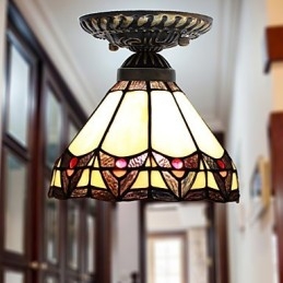 European Rural Creative Arts Stained Glass Absorb Dome Lamp Light