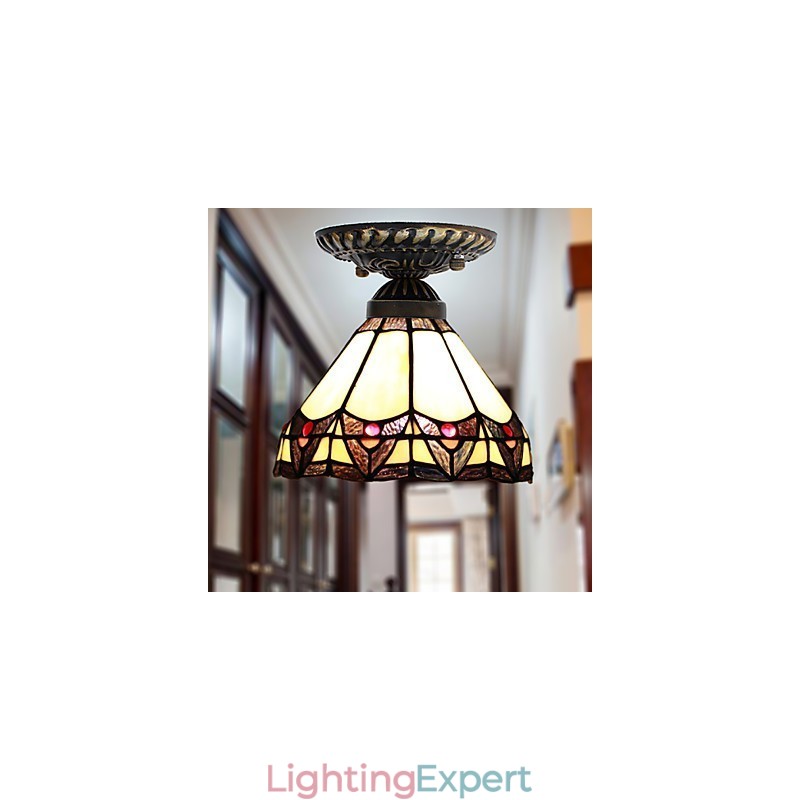 European Rural Creative Arts Stained Glass Absorb Dome Lamp Light
