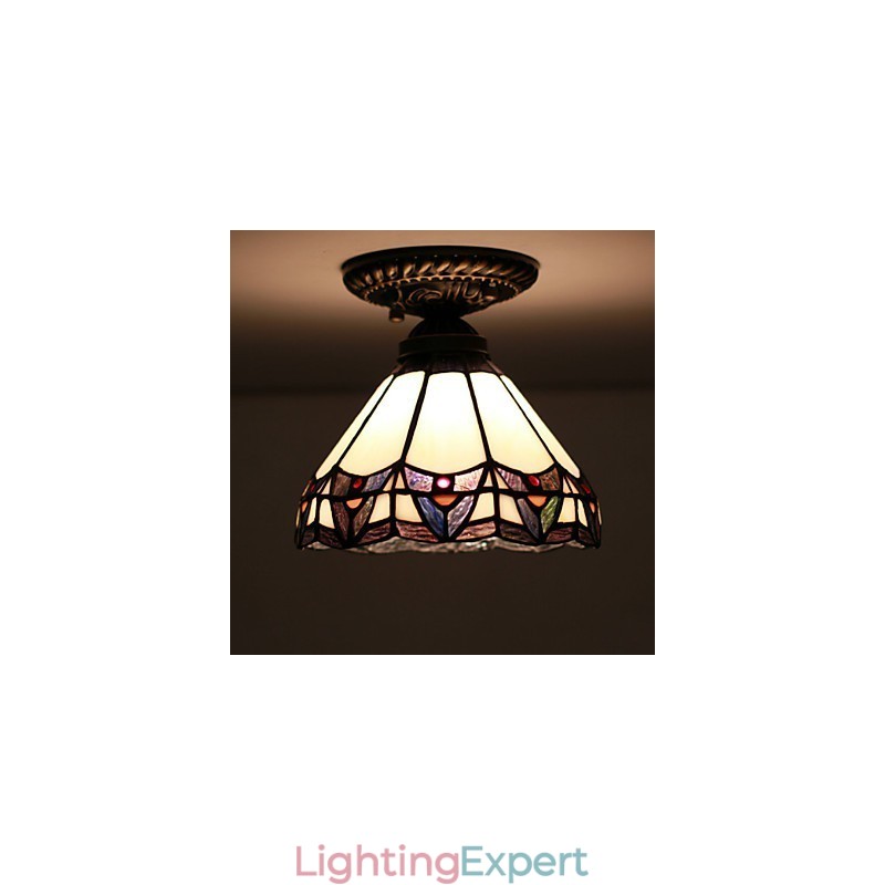 European Rural Creative Arts Stained Glass Absorb Dome Lamp Light