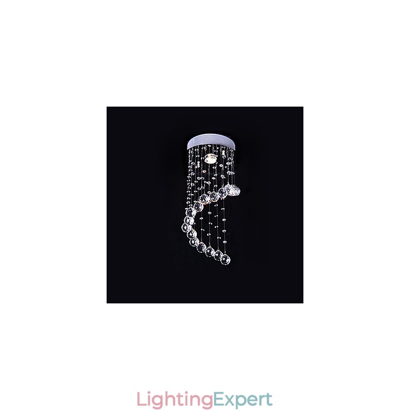 Modern Contemporary Crystal Electroplated Metal Chandelier Flush Mount
