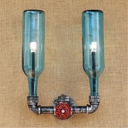 Retro Industrial Wind Switch Water Bottle Wall Lamp Wall Light Blue