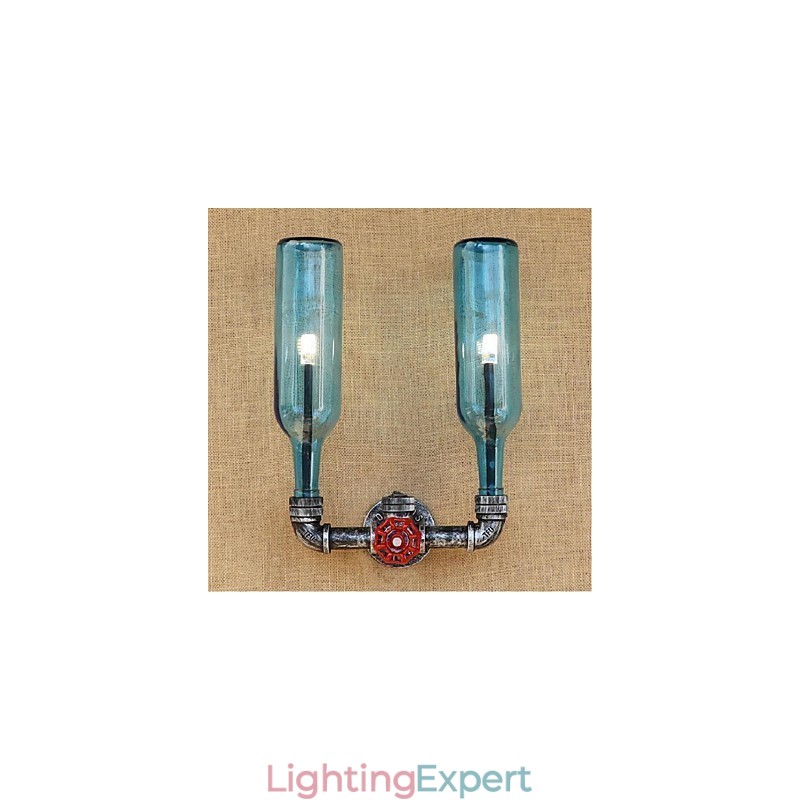 Retro Industrial Wind Switch Water Bottle Wall Lamp Wall Light Blue