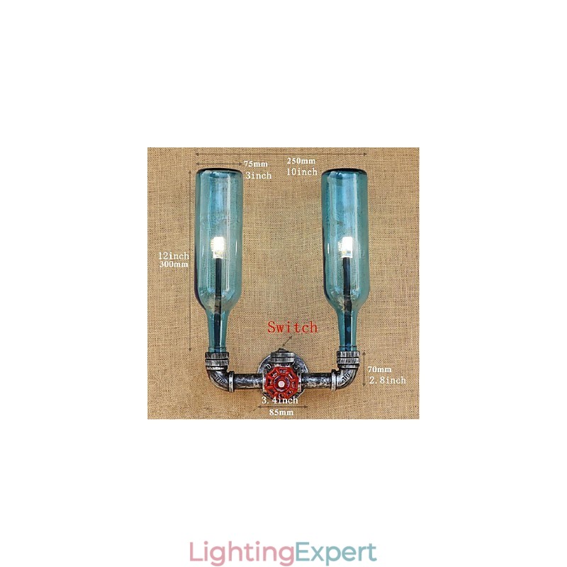 Retro Industrial Wind Switch Water Bottle Wall Lamp Wall Light Blue