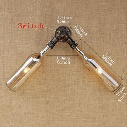 Retro American Village Creative Industry Wind Designer Water Bottle Wall Lamp Wall Light Amber