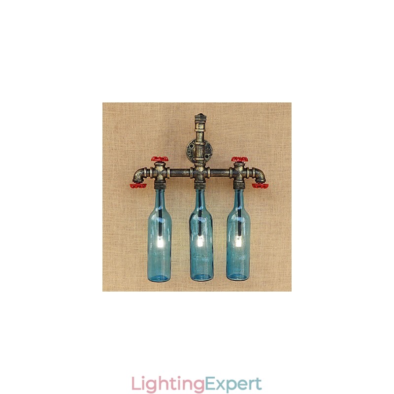 Retro Industrial Wind Switch Water Bottle Wall Lamp Wall Light Blue