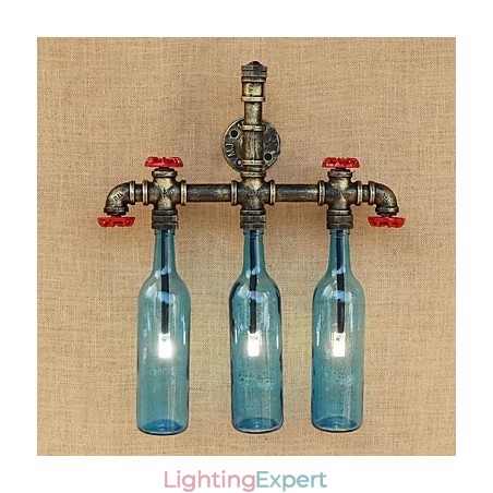 Retro Industrial Wind Switch Water Bottle Wall Lamp Wall Light Blue