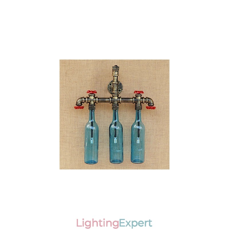Retro Industrial Wind Switch Water Bottle Wall Lamp Wall Light Blue