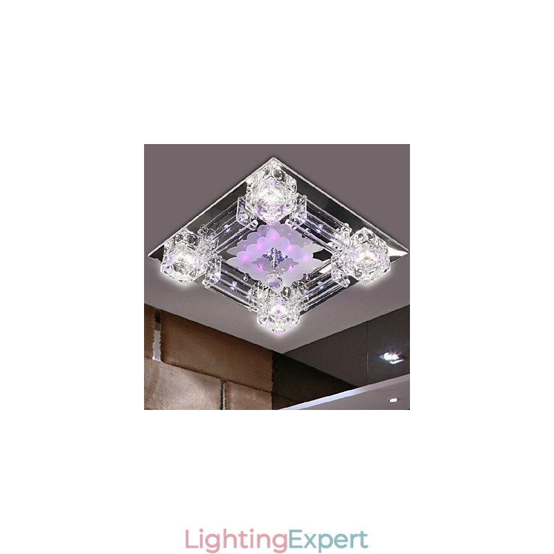 Modern Contemporary Crystal Electroplated Glass Flush Mount