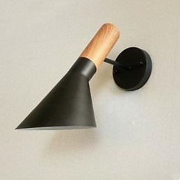 Modern Simple Living Room Bed Wrought Iron Imitation Wood Wall Lamp