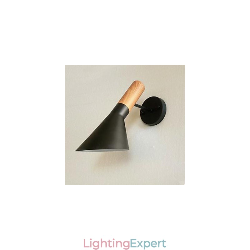 Modern Simple Living Room Bed Wrought Iron Imitation Wood Wall Lamp