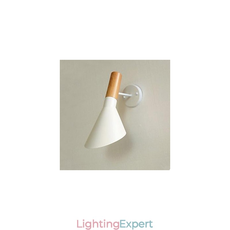 Modern Simple Living Room Bed Wrought Iron Imitation Wood Wall Lamp