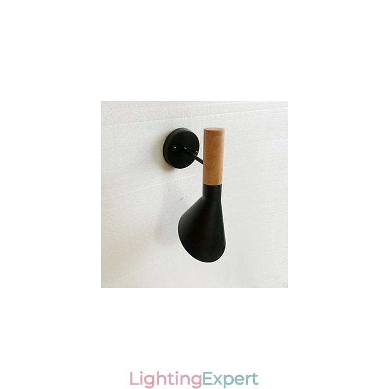 Modern Simple Living Room Bed Wrought Iron Imitation Wood Wall Lamp