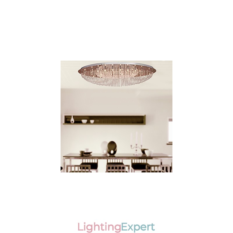 Modern Contemporary Crystal Chrome Metal Flush Mount