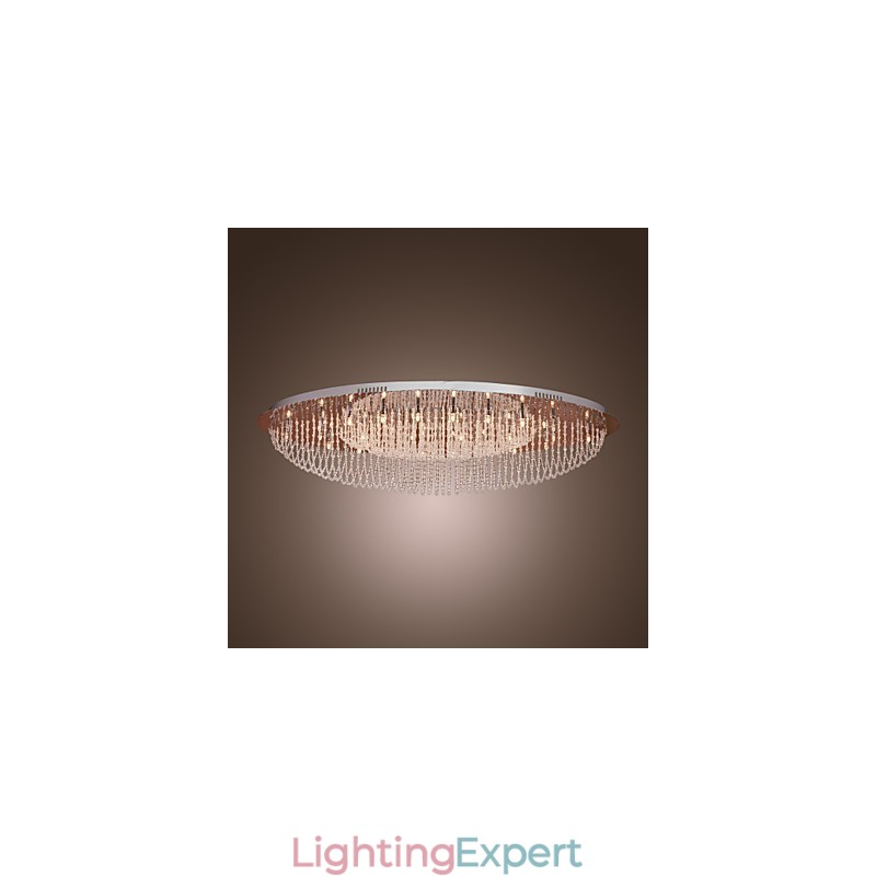 Modern Contemporary Crystal Chrome Metal Flush Mount