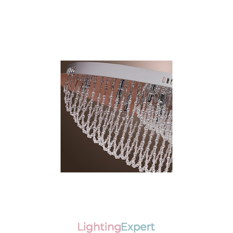 Modern Contemporary Crystal Chrome Metal Flush Mount