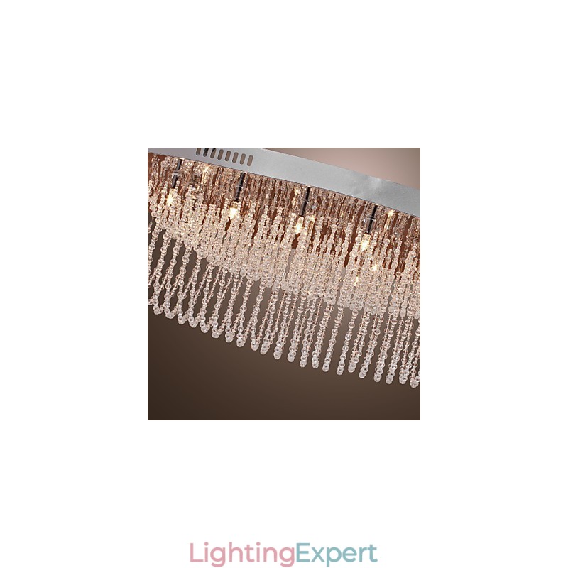 Modern Contemporary Crystal Chrome Metal Flush Mount