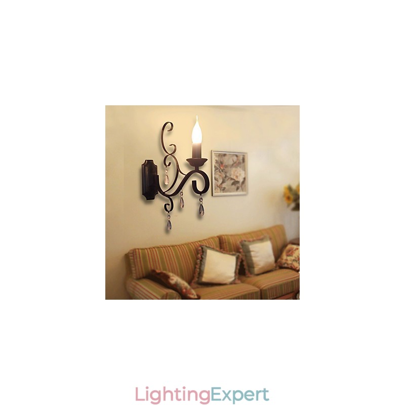 Crystal Candle Lamp Iron Creative Personality Corridor Staircase Decoration Bedside Lamp Wall Lamp