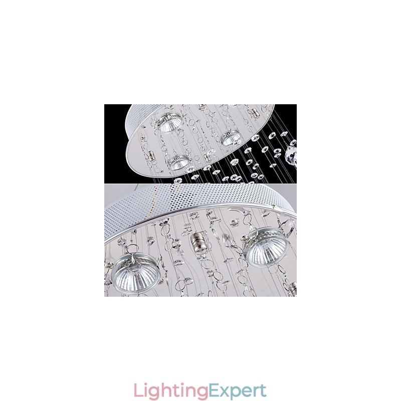 Crystal Pendant Light Chandelier Lighting 5 Lights Silver Canpoy Clear K9 Crystal Helix Ceiling Lamps