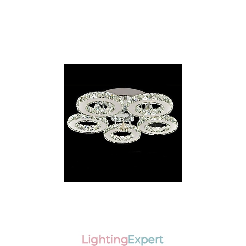 Crystal Flush Mount 5 Lights Modern Transparent Electroplating Stainless Steel
