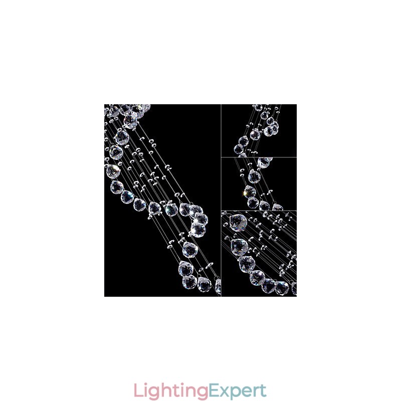 Crystal Pendant Light Chandelier Lighting 5 Lights Silver Canpoy Clear K9 Crystal Helix Ceiling Lamps