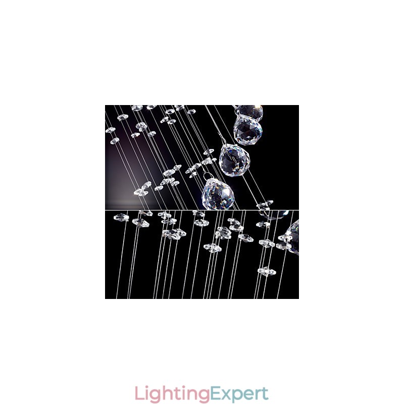 Crystal Pendant Light Chandelier Lighting 5 Lights Silver Canpoy Clear K9 Crystal Helix Ceiling Lamps
