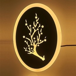 Plum Carved Acrylic Scrub Wall Light Round Shaped Bedside Lamp Corridor Lights Warm White AC220V