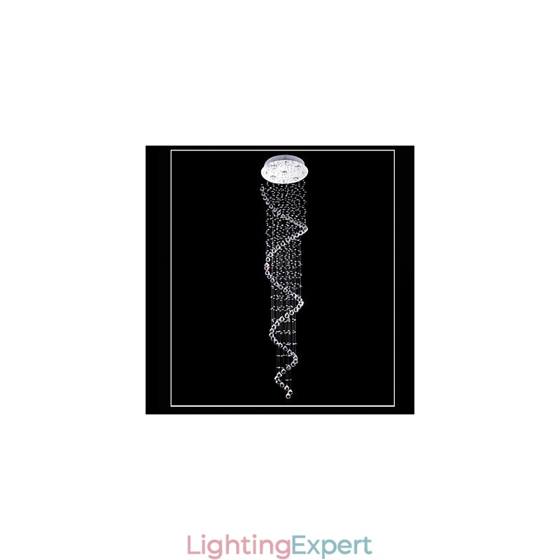 Crystal Pendant Light Chandelier Lighting 5 Lights Silver Canpoy Clear K9 Crystal Helix Ceiling Lamps