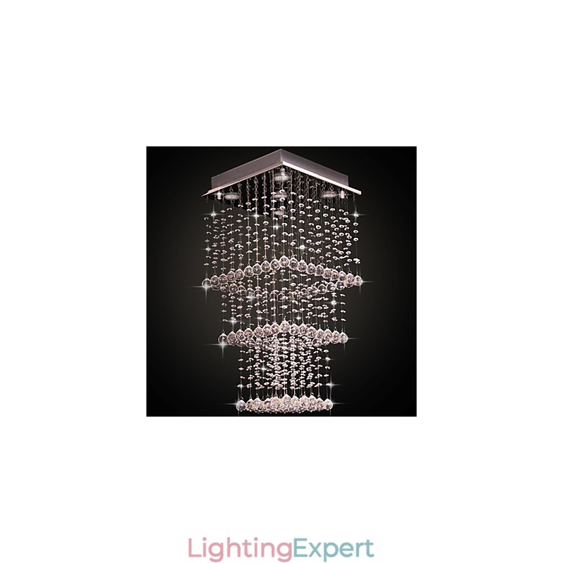 Modern Contemporary Crystal Electroplated Metal Flush Mount