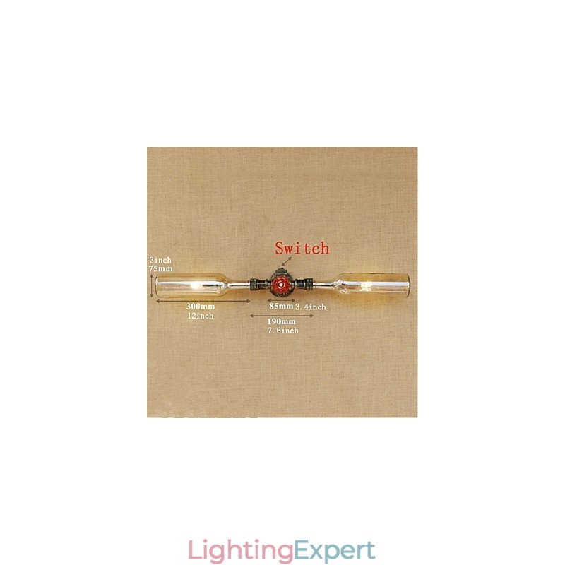 Retro American Village Creative Industry Wind Designer Water Bottle Wall Lamp Wall Light Amber