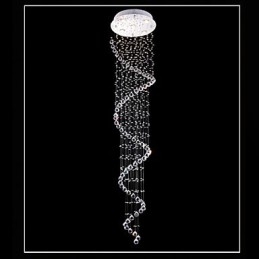 Crystal Pendant Light Chandelier Lighting 5 Lights Silver Canpoy Clear K9 Crystal Helix Ceiling Lamps