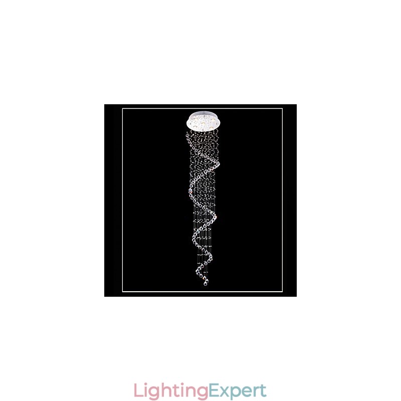 Crystal Pendant Light Chandelier Lighting 5 Lights Silver Canpoy Clear K9 Crystal Helix Ceiling Lamps