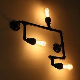 Vintage Industrial Pipe Wall Lights Black Creative Lights Restaurant Cafe Bar Decoration lighting With 3 Light Painted Finish