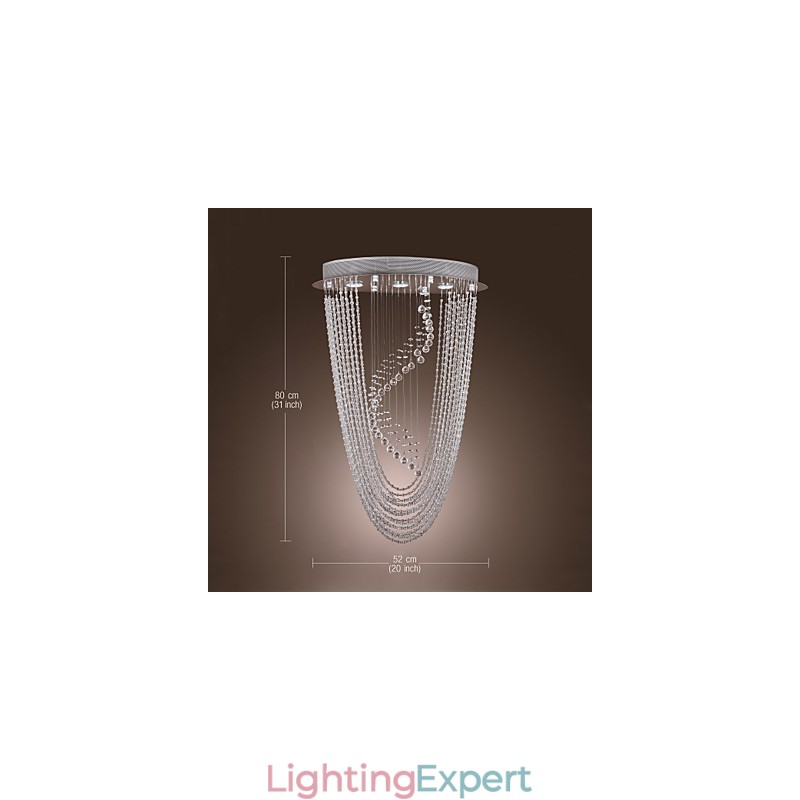 Modern Contemporary Crystal Chrome Chandelier Flush Mount